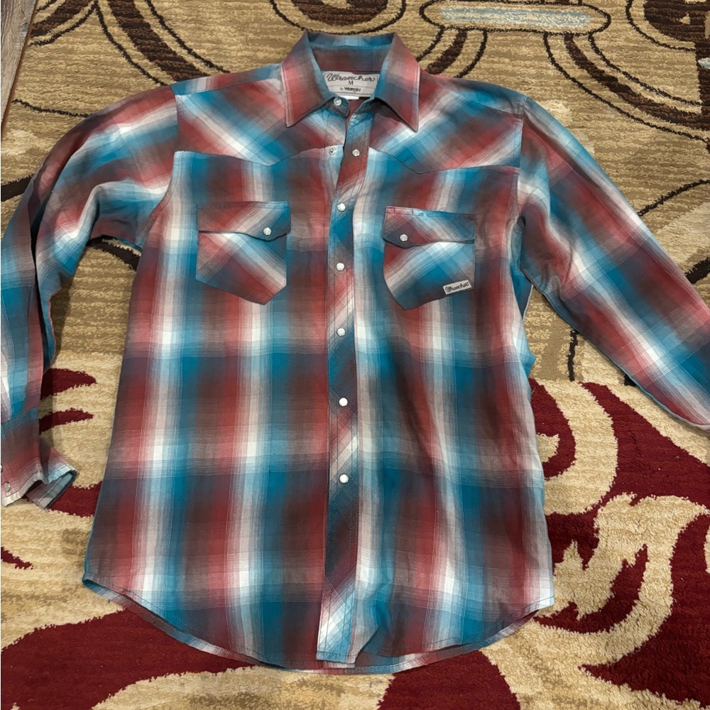 Wrangler vintage snap Pearl Plaid Casual snap Sz medium